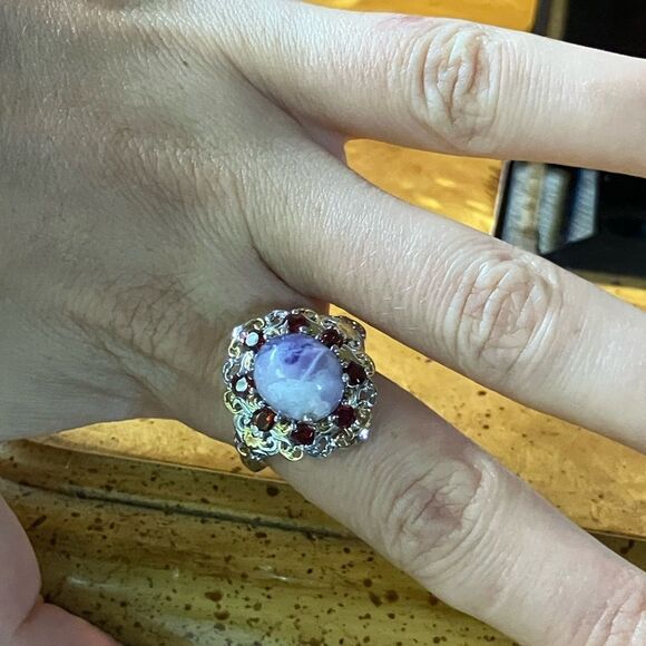 Tiffany Stone Red Garnet Sterling Silver Cocktail Ring Size 9 - Picture 4 of 9